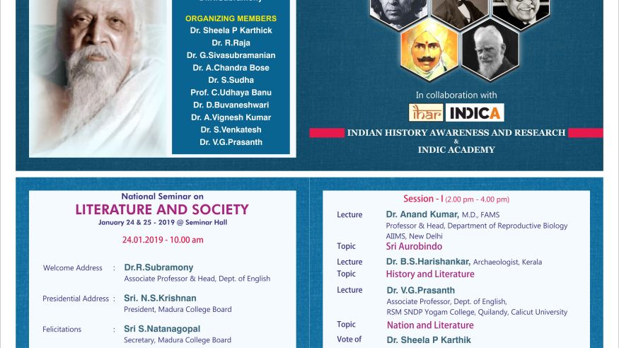 National Seminar on Literature and Society – The Madura College