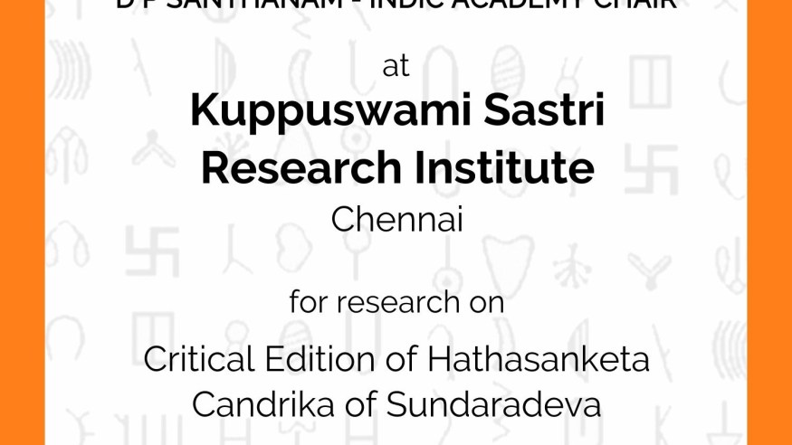 DP Santhanam- Indic Academy Chair at KSRI Chennai